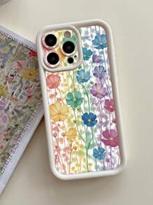 1pc Gradient Floral Pattern Camera Lens Protection Thick Shockproof Milky White Phone Case Suitable For IPhone 11 Pro Max/12 Pro Max/13 Pro Max/14 Pro Max/15 Pro Max/16 Plus/16 Pro Max, 16E, Galaxy A55/A15/S24 Ultra, Redmi, OPPO/Realme, VIVO, Infinix, Honor, MOTO, OnePlus