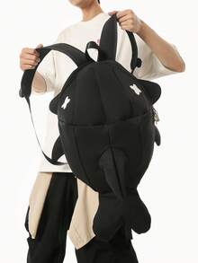 Plecak Peach Tree Unisex Shark Design, codzienny, modny plecak, odpowiedni do szkoły średniej, studentów, par, podróży, sportu, wielofunkcyjny, lekki, powrót do szkoły, Halloween, prezent świąteczny - Czarne - Zobacz 4