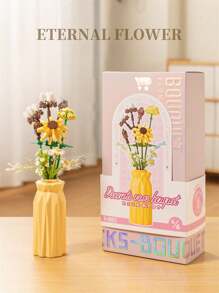 1 set de mini briques, blocs de construction en forme de fleurs avec un vase emballé. Série de fleurs colorées DIY, bouquets décoratifs, fleurs artificielles, décoration unique maison DIY, collection botanique, soulagement de la pression, activités de construction anti-stress, ornements de bureau, créez votre propre collection de fleurs, cadeau parfait pour anniversaire, fête des mères, cadeau de Saint-Valentin créatif, construction en famille, modèle pour exposition.
