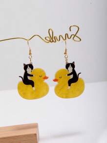 Funny Cute Statement Dancing Cat Drop Dangle Earrings For Women, Girls, Summer, Winter, Vacation, Holiday, Beach Party, Gift For Her, Couple Gift