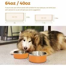 Stainless Steel Dog Bowls For Large Dogs,Dog Food Water Bowls With Non Slip Rubber Bottom,Pet Feeding Bowl,Double Wall Insulated,Rustproof(64oz,Blue)-Yl - 橘色 - 查看 5