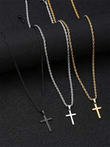 1 pieza Collar con colgante de cruz de acero inoxidable con estilo punk, adecuado para uso empresarial/casual diario, regalo para novio/hijo