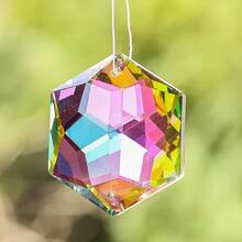 48mm Schneekristall Prisma Sonnenfänger, hexagonaler hängender Regenbogenmacher-Kristall, Kronleuchter Anhänger, Gartendekoration, einseitig bunt