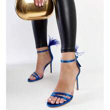 Blue Feather Sandals For Women - Blue - View 3