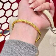 1pc 18K Gold Plated Meteor Shower Adjustable Bangle Bracelet, Elegant Daily Casual Wear For Women, Fashion High-End Solid Circle Bracelet For Girlfriend, Wife, Mother, Wedding Gift