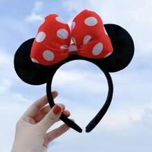 Disney 1PC Disney Minnie Mouse Ear Headband With Red Bow - Adorable Anime Theme Hair Accessory, Nylon, Hand Washable - Suitable For Theme Parks, Holiday Gifts, Party Decorations, Cosplay Headbands | Anime Themed Accessories | Polyester & Spandex, Headband