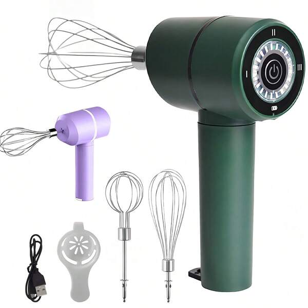Rechargeable Hand Mixer With 3-Speed Control, Stainless Steel Beaters & Whisk - Perfect For Baking, Gifts, And More!