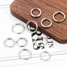 10pcs Gold Color Stainless Steel Ear Hoop Earrings Women Earrings Men Punk Hiphop Gift Fashion Jewelry Piercing Accessories