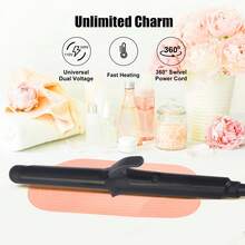 专业陶瓷离子卷发器 25 毫米卷发棒，可打造持久卷发和波浪卷发，双电压（110V-240V），适合旅行 - 查看 5