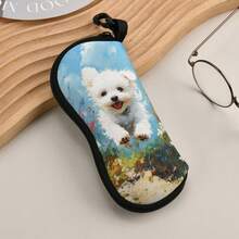 1pc Fashionable Leopard Print/Pet Design Zipper Eyeglass Case - Lightweight, Waterproof Chloroprene Rubber, Multipurpose Storage For Glasses & Accessories, Accessory Keeper | Leopard Print Exterior | Zipper Closure, Eyeglass Case - A - View 15