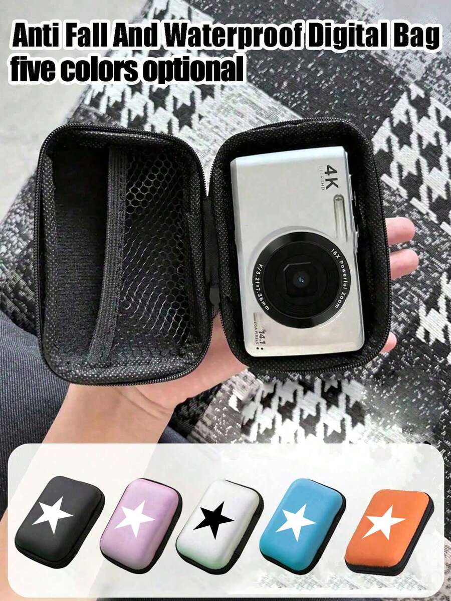 Portable Digital Storage Bag, Pentagonal Star Pattern, Waterproof And Shatterproof Hard Shell Camera Box, Shockproof Storage Box, Suitable For Storing Digital Cameras And Digital Products, Small And Convenient For Travel And Vacation, Necessary For Business Trip And Back To School, Data Line Storage, Multi-Function Storage, Sisters, Lovers And Mothers' Ideal Gifts, Mother's Day Gifts, Holiday Gifts, Birthday Gifts. - Multicolor - View 1