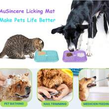 Lick Mat For Dogs And Cats, 7.9inch Licking Pad With Suction Cups, Slow Feeder Pet Bowls For Training And Bathing Grooming Large 3 Packs
