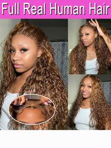 7x5 Lace Highlight Wear And Go Glueless Wigs Human Hair Ombre Curly Lace Front Wig Human Hair 250% Density Highlight Deep Wave Pre Plucked Pre Cut Curly Highlighted Wig Human Hair For Women