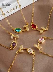 Hihho 1pc Adjustable Stainless Steel 18K Gold Plated Tulip Necklace, Suitable For Women, French Fashion Style, Fit For Party, Date, Office Wear, Valentine's Day Gift