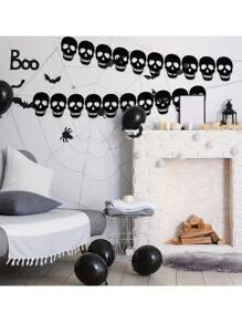 1 Set Gotischer schwarz herzförmiger Skelett Kranz Wimpel, schwarzer Filz Herzwimpel, Halloween Skelett Wimpel, geeignet für Gothik Geburtstags Party Deko - Halloween Heim Deko, Zimmer Deko, Feiertags Heim Deko und Party Hintergrund, Themenparty Deko