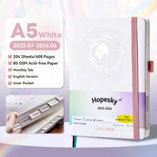 1pc 2025-2026 Planner A5 Notebook,204 Sheets 408 Pages English Planner 80 GSM Weekly Monthly Plan Planning Schedule Self-Discipline Diary Available For Students And Adults Back To School Season