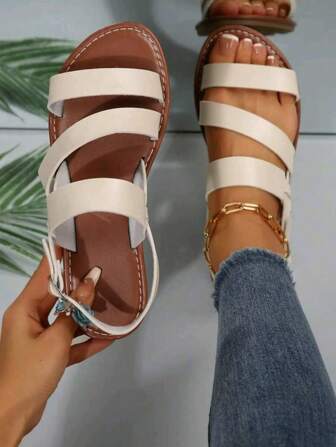 Sandalias casuales de verano para mujer, elegantes sandalias planas de playa