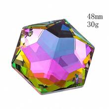 48mm Schneekristall Prisma Sonnenfänger, hexagonaler hängender Regenbogenmacher-Kristall, Kronleuchter Anhänger, Gartendekoration, einseitig bunt