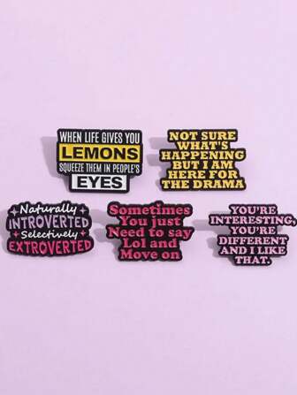 1 件创意、时尚、励志英文句子金属翻领别针、多功能金属徽章、优雅服饰礼物