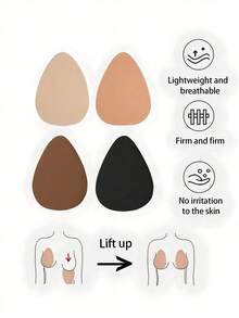 2pcs/4pcs Plus Size Invisible Push Up Bra Silicone Water Drop Nipple Covers Adhesive Bra For Large Chest Women, Nude/Brown/Coffee/Black, Fit B-E Cup - Multicolor - View 4