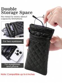 MIYIN 1 Piece Soft PU Double Glasses Case Sunglasses Pouch Holder Organizer Storage For Daily- Portable Squeeze Top Leather Glasses Case Minimalist Solid Color Argyle Anti-Scratch Glasses Storage Bag Eyewear Accessories Sunglasses, Sunglasses, Reading Glasses, Myopia Glasses, Astigmatism Glasses Storage Bag For Men And Women Back To School School Bag Travel Essentials Travel Organizer For Beach Summer Vacation Travel Accessories Travel Bag Vacation Holiday School Stuff Sunglasses Women