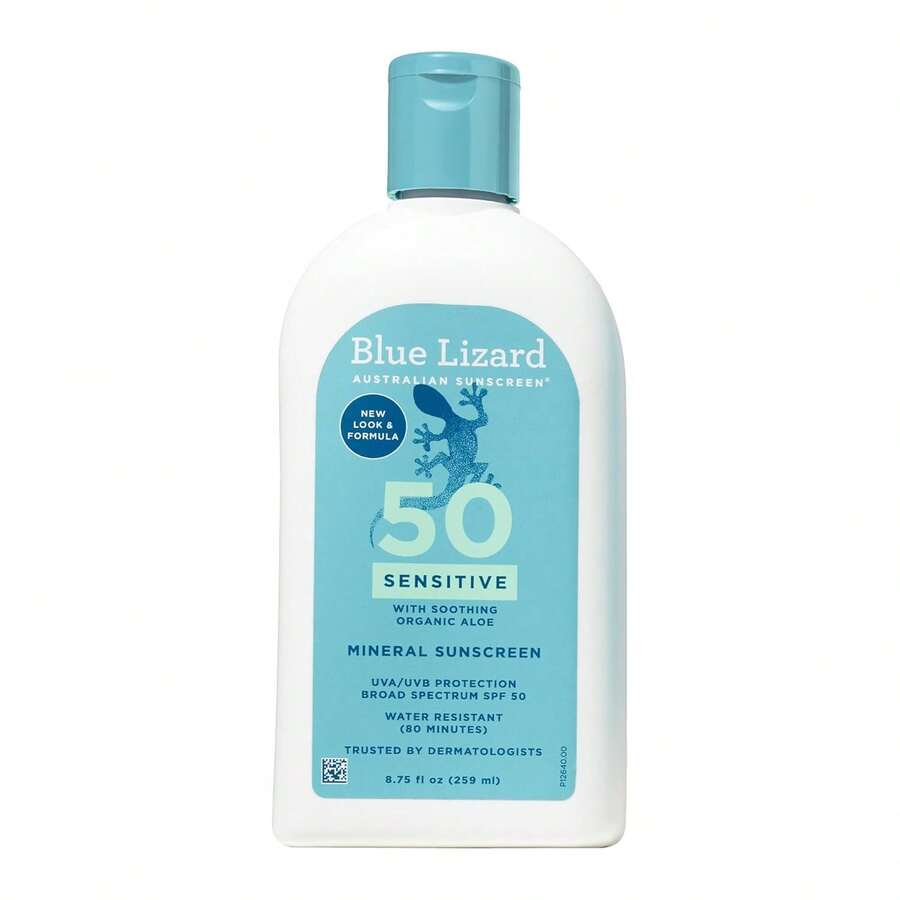 BLUE LIZARD Sensitive Mineral Sunscreen With Zinc Oxide, SPF 50+, Water Resistant, UVA/UVB Protection With Smart Bottle Technology - Fragrance Free, 5 Oz - SPF 50+ - View 1