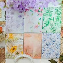 50 Sheets/Book Craft Paper Material, White Seasonal Floral Series DIY Decoration Scrapbooking Paper, Butterfly Package Paper Decoration Background Paper, Children Gift