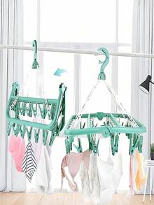 Tendedero plegable giratorio con 32 pinzas, adecuado para ropa interior, calcetines, prendas pequeñas, uso en interiores y exteriores - ahorra espacio, sin necesidad de electricidad, tendedero, secadora, cuarto de lavandería, almacenamiento de calcetines, percha, esencial para apartamentos - Multicolor - Ver 6