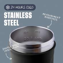 BlenderBottle Strada Shaker Cup Insulated Stainless Steel Bottle With Wire Whisk, 24-Ounce, Black