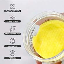50pcs Gentle Cleansing Of Pores Turmeric & Kojic Acid Cleansing Pads Brighten Skin Tone, Balance Water And Oil Cleansing Pad Suitable For All Skin Types - Yellow - View 6