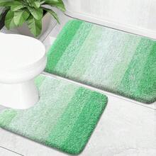 New OLANLY Bathroom Rug Set 2 Piece, Soft Absorbent Microfiber Bath Mats And U-Shaped Contour Toilet Rug, Non-Slip, Machine Wash Dry, Plush Shaggy Bath Mats For Bathroom (30"X20"+24"X20", Green) - Green 30" x 20" + U Shape 24" x 20" - View 1