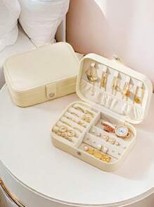 Upgraded Luxury Large Capacity PU Leather Jewelry Box, Multilayer Compartment Storage For Necklaces, Rings, Earrings, Portable Travel Jewelry Case, Gift For Girlfriend, Mom, Mother's Day, Best Friend, Valentine's Day Back To School