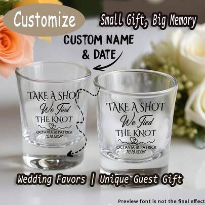 Personalized Wedding Shot Glasses - Engraved Party Cups, Wedding Guest Gifts, Unique Celebration Glassware, Customized Party Shot Glasses, Engraved Wedding Gifts, Wedding Celebration Cups, Customized Drinkware, Bridesmaid Gifts, Customized Name Shot Glasses, Bride And Groom Gifts, Banquet Tableware, Elegant And Romantic, Multifunctional, Highly Decorative ,Forever Love ,Kitchen Utensils