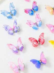 24/18/12/6 buc agrafe de păr cu stras fluture din organza cu gradient de culoare aleatorie pentru femei, accesorii de păr drăguțe pentru prințesă, agrafe cu gheare, agrafe de păr, chestii școlare