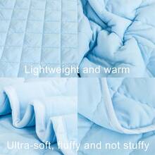 1PC Comforter, Lightweight And Warm Solid Color Quilte - Light Blue - View 3