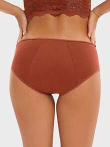 3pcs Women's Leak-Proof Menstrual Underwear, Solid Color Simple Breathable Panties - Multicolor - View 5