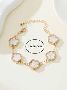 1pc Elegant Party-Style Lucky Clover Girl Rhinestone Bracelet, Valentine's/Mother's Day/Mom Gift