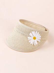1 pieza Sombrero de sol unisex con decoración floral para bebé/niño pequeño, sombrero de playa de verano