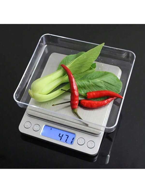 1 pieza Báscula de cocina electrónica de acero inoxidable de alta precisión, báscula para postres, báscula para hornear, báscula de cocina doméstica de doble propósito con batería
