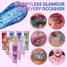 MISS FACTORX 10 Colors Glitter Sequins, Self-Adhesive Face Jewels, Suitable For Body, Face & Hair, Fit For Festival, Party, Cosplay - Face Safe, Easy To Apply And Remove