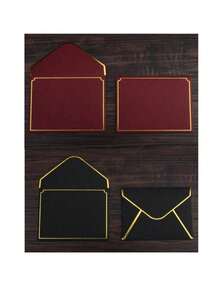 20pcs/Pack 10*7.5cm Double-Sided Gold-Edged Thickened Retro Transparent Envelope Bags, Luxury Foil Stamping Greeting Card Small Envelope Back To School - 20pcs/pack 10*7.5cm Gold Edge Envelope - View 15