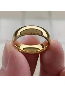 1 Stück Unisex 6mm klassischer 18K vergoldeter Edelstahlring, Gold-/Silberfarben, minimalistisches geschwungenes einfaches Design, elegantes Hochzeits-/Jahrestags-Schmuckgeschenk, strapazierfähiges Edelstahl Modezubehör, luxuriöses minimalistisches Design, geeignet als Verlobungs- oder Eheringr, perfekte Wahl für Antrag und Verlobung