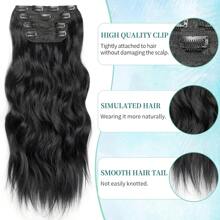 Long Synthetic 4pcs/Set Clip In Hair Extenstion 20inch Water Wave 11clips Wavy Hairpiece Clip On Hair Extensions Heat Resistant,Cheap Curly Hair