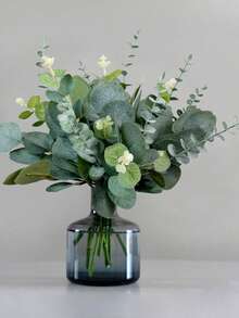 3/15/30 件人造花玫瑰花束桉树牡丹球根菊花情人节礼物生日派对装饰婚礼花篮新娘手捧花家居装饰餐厅卧室窗台花瓶装饰新年装饰户外花园开学季 - 綠色 - 查看 4