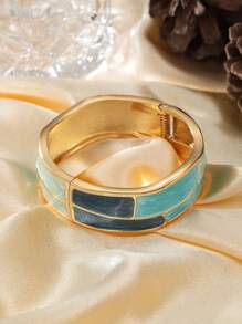 1pc Minimalist Vintage Boho Chic Zinc Alloy Colorful Resin Chunky Cuff Bracelet For Women, Nightclub Office Daily And Street Style Opulent Statement Piece Jewelry,Festival Gift For Wedding Valentine's Day Mother's Day Birthday