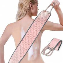 Exfoliating Back Scrubber For Shower, Double-Sided Back Scrub Washcloth With Handles For Use In Shower, 38 Inches Body Exfoliator Bath Tool To Clean Your Body Deeply For Men & Women Skin Care - 粉色 - 查看 1