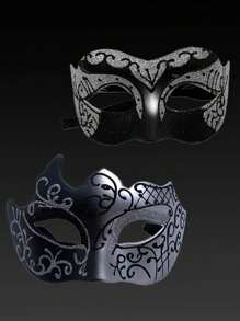 2pcs Masquerade Masks For Couples,A Little Beauty's Painted Mask & Men Venetian Mask For Mardi Gras