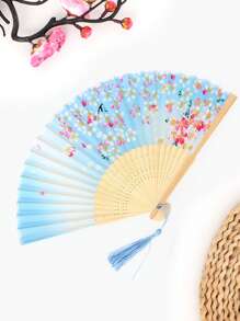 1pc Summer Dance Cheongsam Runway Ethereal Pattern Random Classical Tassel Decor Folding Fan