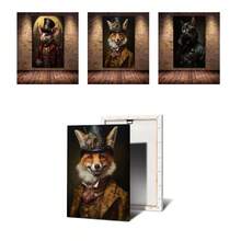 1pc Wall Arts Posters Animals Victorian Vintage Animal Portrait Art Poster And Print Home Decor Black Cat Lion Rabbit Raven Wall Art Canvas Painting Optional Frame Animals