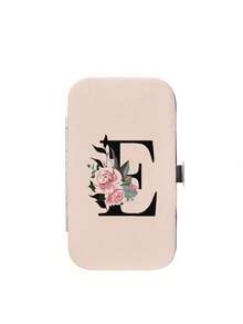 7件套指甲钳套装，黑色花卉字母图案，含便携收纳盒，大容量指甲护理盒，不锈钢工具，超锋利防溅指甲钳套装，经典设计剪钳盒，适用于移动美容、旅行、外出、居家学习等场合。 - 米色 - 查看 22